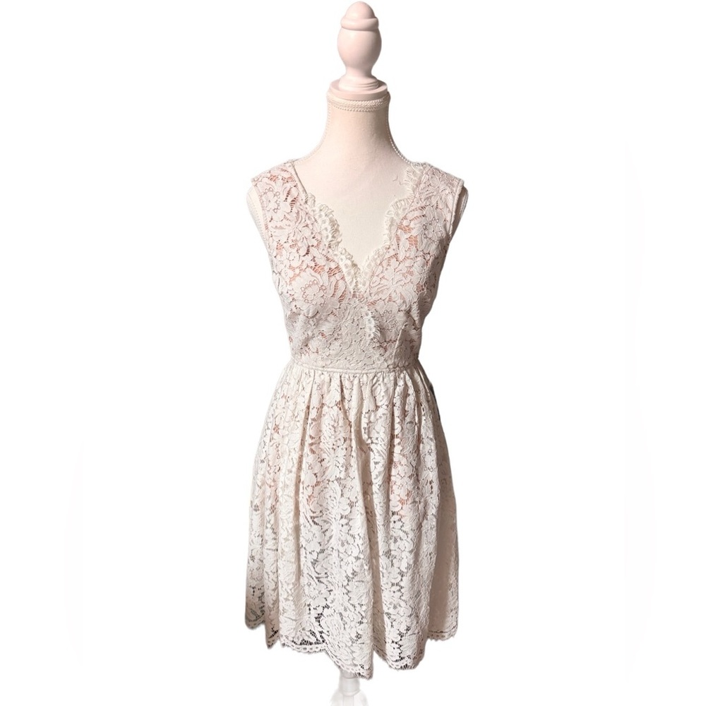 Lulu's Cream Lace Midi Dress